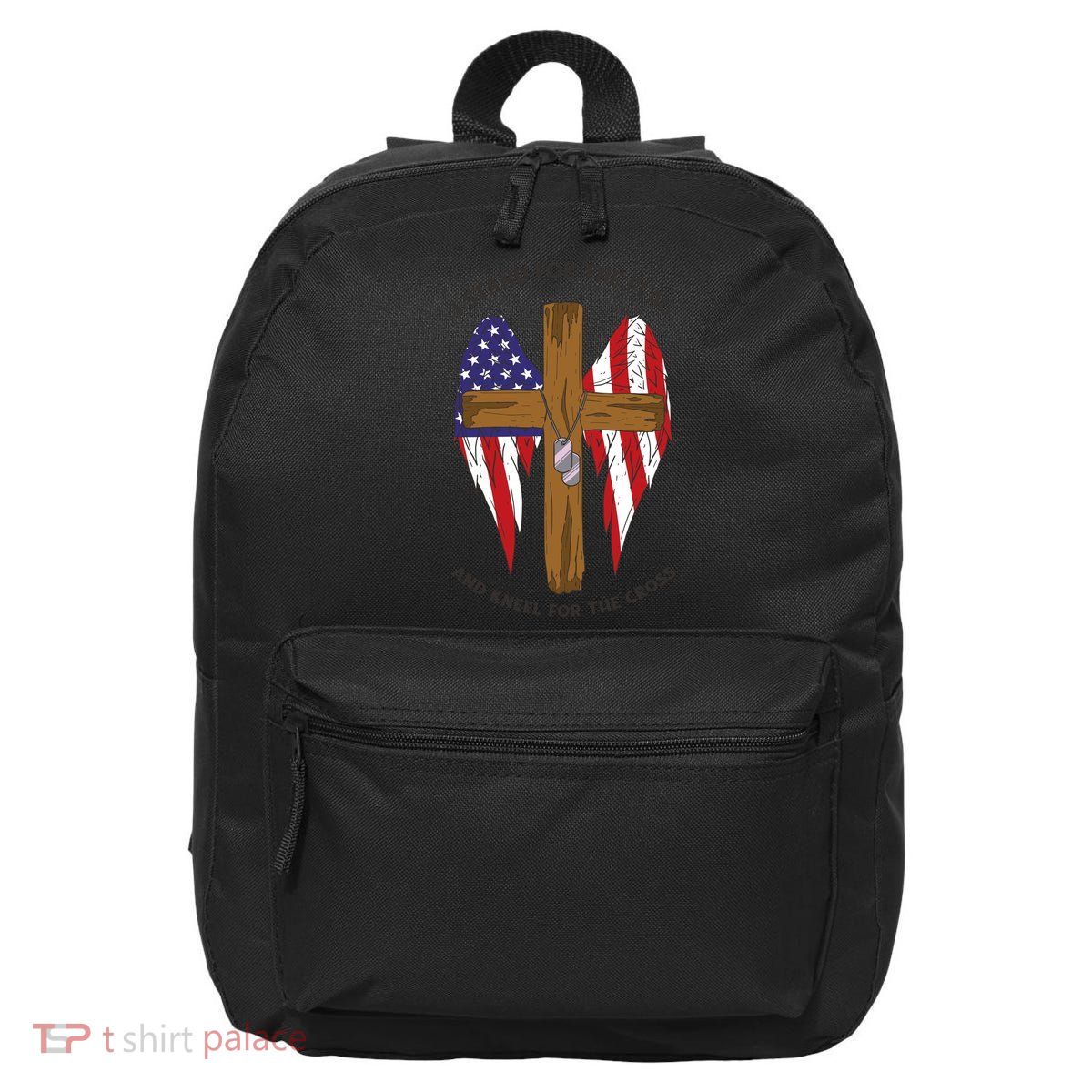 I Stand For The Flag Kneel For The Cross USA 16 in Basic Backpack
