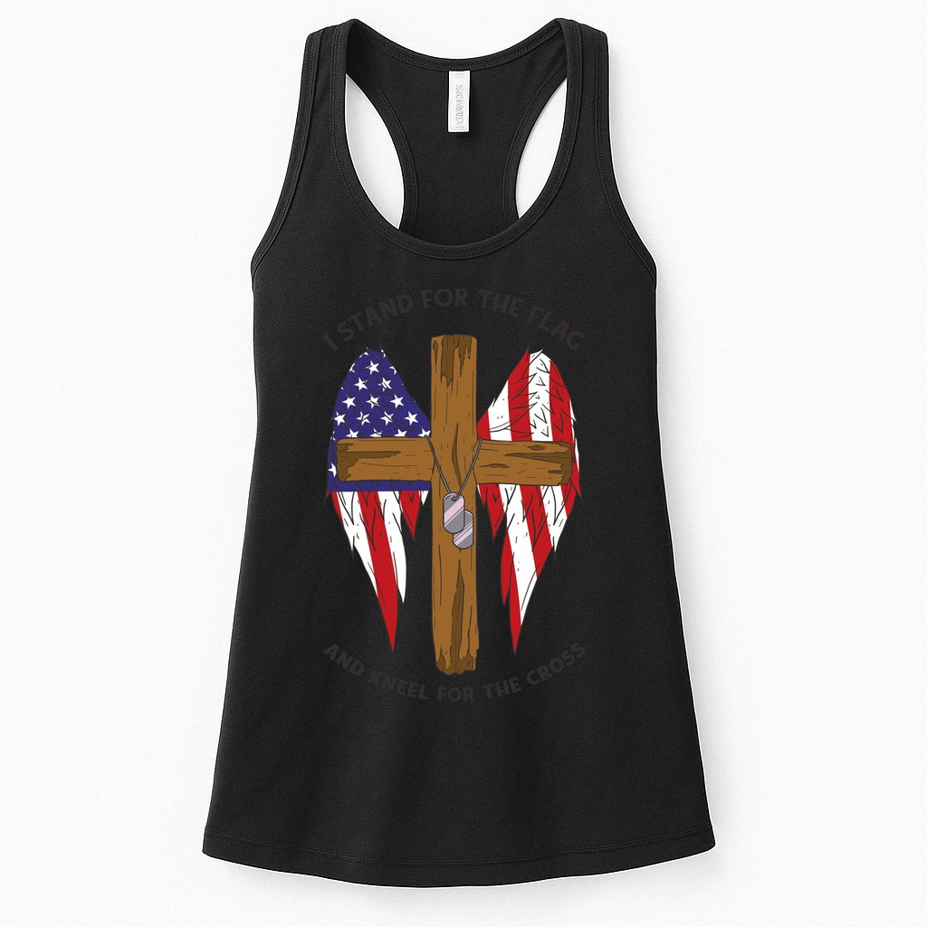 I Stand For The Flag Kneel For The Cross USA Womens Tank Top