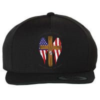 I Stand For The Flag Kneel For The Cross USA Wool Snapback Cap