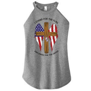 I Stand For The Flag Kneel For The Cross USA Women's Perfect Tri Rocker Tank