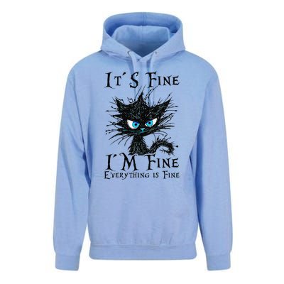 it s fine im fine everything is fine funny black cat wo Unisex Surf Hoodie