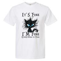 it s fine im fine everything is fine funny black cat wo Garment-Dyed Heavyweight T-Shirt