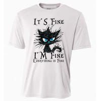 it s fine im fine everything is fine funny black cat wo Cooling Performance Crew T-Shirt