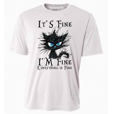 it s fine im fine everything is fine funny black cat wo Cooling Performance Crew T-Shirt