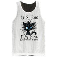 it s fine im fine everything is fine funny black cat wo Mesh Reversible Basketball Jersey Tank