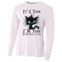 it s fine im fine everything is fine funny black cat wo Cooling Performance Long Sleeve Crew