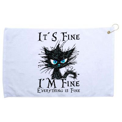 it s fine im fine everything is fine funny black cat wo Grommeted Golf Towel