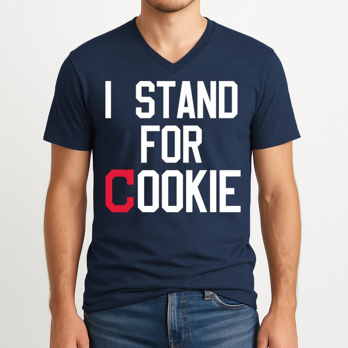 I Stand For Cookie Carlos Carrasco Indians V-Neck T-Shirt