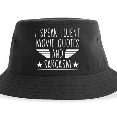 I Speak Fluent Movie Quotes And Sarcasm Funny Cinema Lover Sustainable Bucket Hat