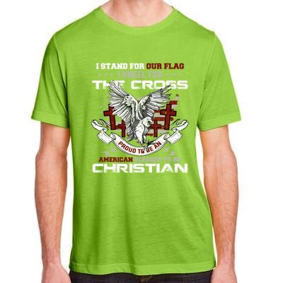 I Stand For Our Flag I Kneel For The Cross American Veterans Gift Adult ChromaSoft Performance T-Shirt