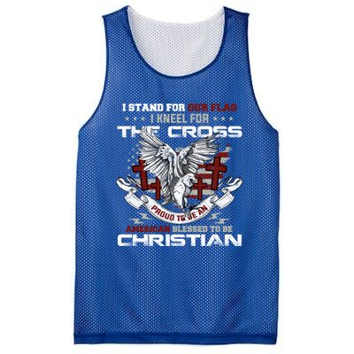 I Stand For Our Flag I Kneel For The Cross American Veterans Gift Mesh Reversible Basketball Jersey Tank