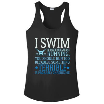 I Swim Funny Swimming Pool Quotes Swim Gifts Ladies PosiCharge Competitor Racerback Tank