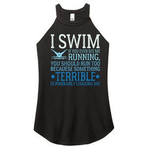 I Swim Funny Swimming Pool Quotes Swim Gifts Women's Perfect Tri Rocker Tank