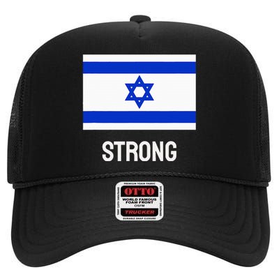 Israeli Strong Flag Vintage Made In Israel High Crown Mesh Back Trucker Hat