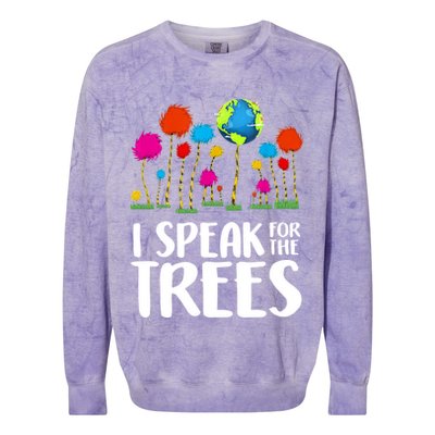 I Speak For The Trees Earth Day Colorblast Crewneck Sweatshirt