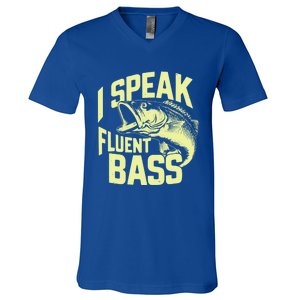 I Speak Fluent Bass Fishing Great Gift V-Neck T-Shirt