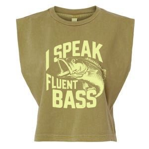 I Speak Fluent Bass Fishing Great Gift Garment-Dyed Women's Muscle Tee