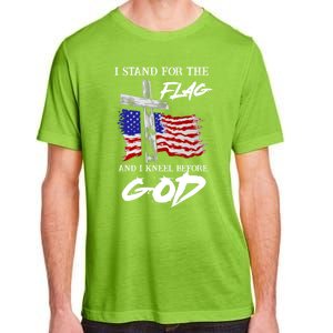 I Stand For The Flag And Kneel Before God America Flag Cross Gift Adult ChromaSoft Performance T-Shirt