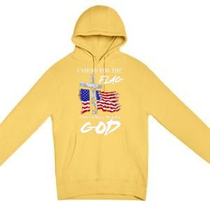 I Stand For The Flag And Kneel Before God America Flag Cross Gift Premium Pullover Hoodie