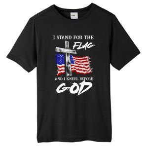 I Stand For The Flag And Kneel Before God America Flag Cross Gift Tall Fusion ChromaSoft Performance T-Shirt