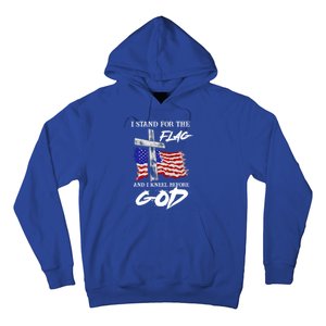 I Stand For The Flag And Kneel Before God America Flag Cross Gift Hoodie