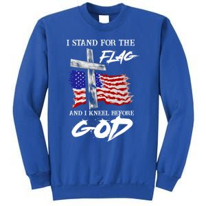 I Stand For The Flag And Kneel Before God America Flag Cross Gift Sweatshirt