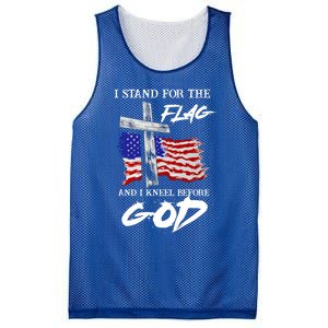 I Stand For The Flag And Kneel Before God America Flag Cross Gift Mesh Reversible Basketball Jersey Tank