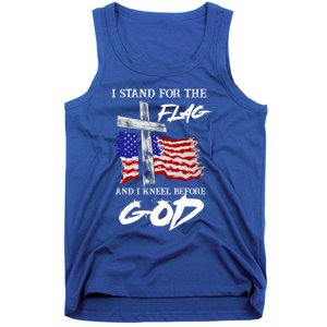 I Stand For The Flag And Kneel Before God America Flag Cross Gift Tank Top