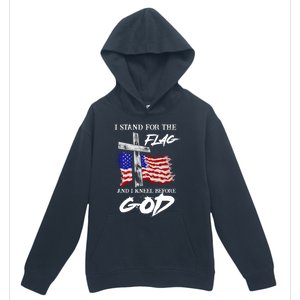 I Stand For The Flag And Kneel Before God America Flag Cross Gift Urban Pullover Hoodie