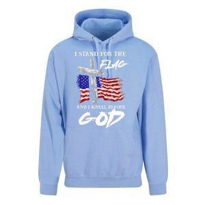 I Stand For The Flag And Kneel Before God America Flag Cross Gift Unisex Surf Hoodie