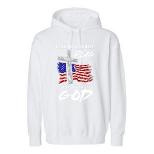 I Stand For The Flag And Kneel Before God America Flag Cross Gift Garment-Dyed Fleece Hoodie