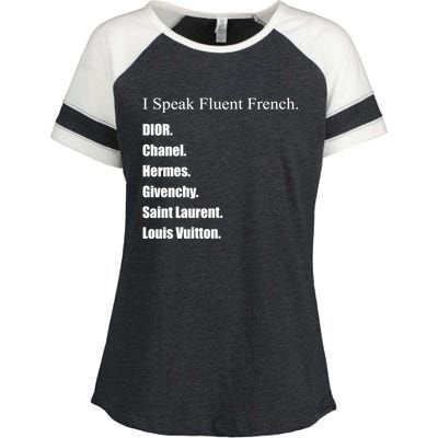 I Speak Fluent French Enza Ladies Jersey Colorblock Tee