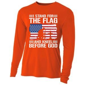 I Stand For The Flag And Kneel Before God Gift Cooling Performance Long Sleeve Crew