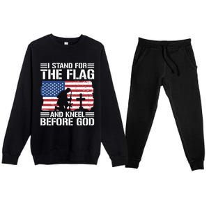 I Stand For The Flag And Kneel Before God Gift Premium Crewneck Sweatsuit Set