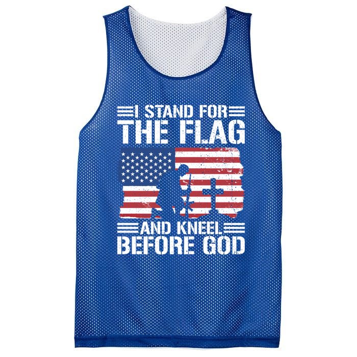 I Stand For The Flag And Kneel Before God Gift Mesh Reversible Basketball Jersey Tank