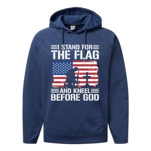 I Stand For The Flag And Kneel Before God Gift Performance Fleece Hoodie