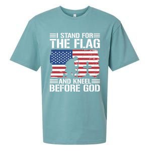 I Stand For The Flag And Kneel Before God Gift Sueded Cloud Jersey T-Shirt