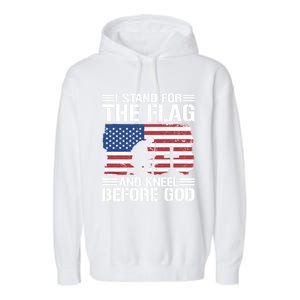 I Stand For The Flag And Kneel Before God Gift Garment-Dyed Fleece Hoodie