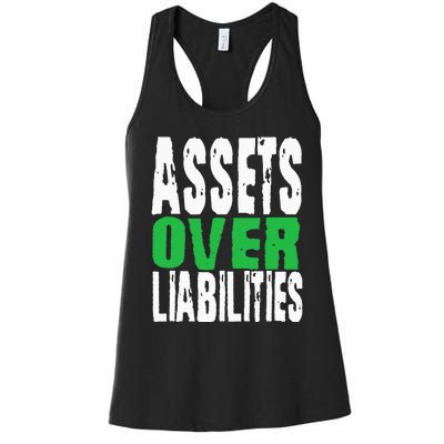 Investor Stocks Flipping Houses Assets Over Liabilities Women's Racerback Tank