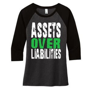 Investor Stocks Flipping Houses Assets Over Liabilities Women's Tri-Blend 3/4-Sleeve Raglan Shirt