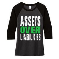 Investor Stocks Flipping Houses Assets Over Liabilities Women's Tri-Blend 3/4-Sleeve Raglan Shirt