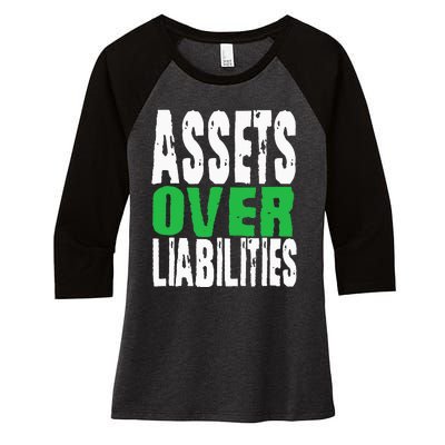 Investor Stocks Flipping Houses Assets Over Liabilities Women's Tri-Blend 3/4-Sleeve Raglan Shirt