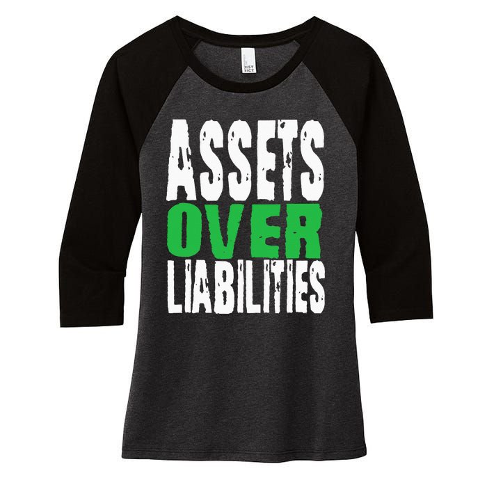 Investor Stocks Flipping Houses Assets Over Liabilities Women's Tri-Blend 3/4-Sleeve Raglan Shirt