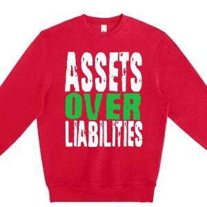 Investor Stocks Flipping Houses Assets Over Liabilities Premium Crewneck Sweatshirt