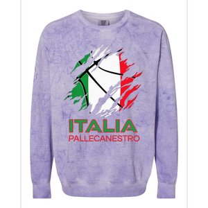 Italia Sports Fan Italian National Flag Art Italy Basketball Colorblast Crewneck Sweatshirt