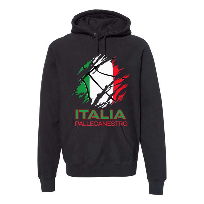 Italia Sports Fan Italian National Flag Art Italy Basketball Premium Hoodie