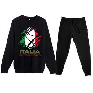 Italia Sports Fan Italian National Flag Art Italy Basketball Premium Crewneck Sweatsuit Set