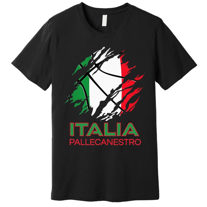 Italia Sports Fan Italian National Flag Art Italy Basketball Premium T-Shirt