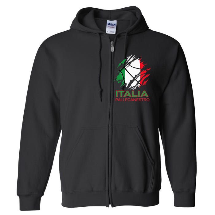 Italia Sports Fan Italian National Flag Art Italy Basketball Full Zip Hoodie