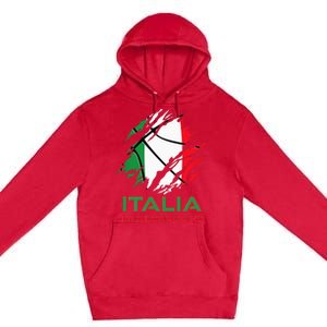 Italia Sports Fan Italian National Flag Art Italy Basketball Premium Pullover Hoodie